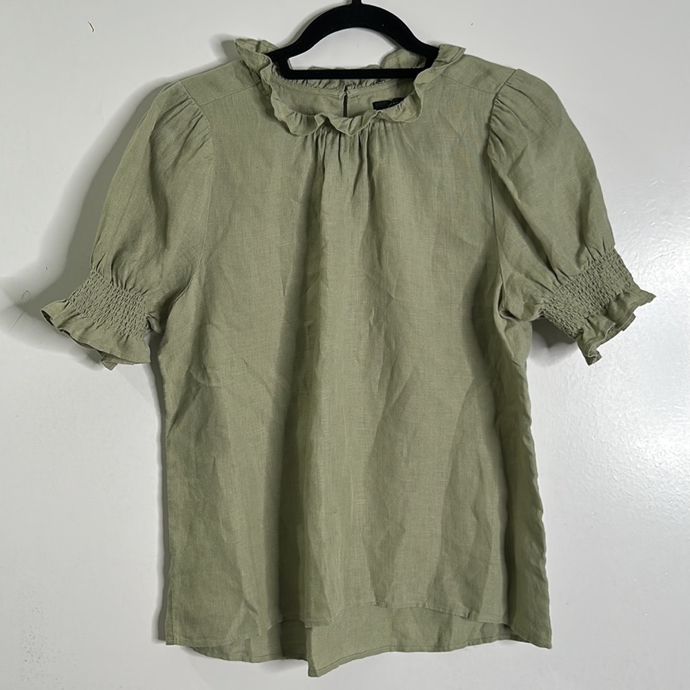 J crew linen top sage green size small